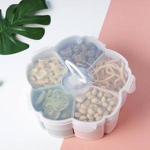 2 Layers Plastic Rotating Food Container Tray Flower Shape Storage Box Wholesale