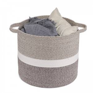 Collapsible Cotton Rope Basket Woven Rope Storage Laundry Basket