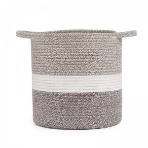 Collapsible Cotton Rope Basket Woven Rope Storage Laundry Basket