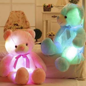 Ukukhanya kwe-LED Ukutshintsha Okugqunyiweyo I-Plush Teddy Bear Plush Toy Valentine Gift