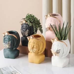 Ceramic Flower Pot Succulent Puella Caput Vase Decorative Ornamenta