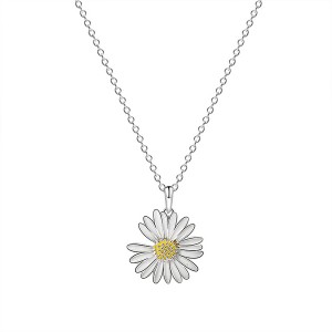 Wholesale Fashion Women 925 Sterling Silver Sunflower Daisy Necklace 18k Zêrîn Jewelry