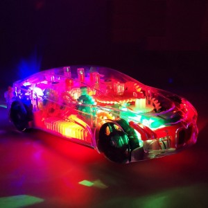 Electric Toy Flashing Light Transparent Racing Track Car Toy With Music
