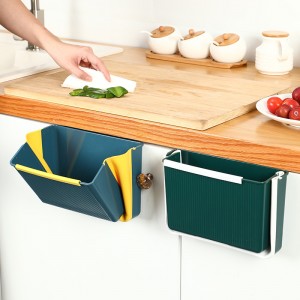 Kitchen Wall-mounted Folding Trash Can with Multifunctional Storage Bin
