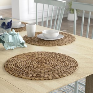 Round Braided Rattan Placemats Water Hyacinth Woven Handmade Tablemats