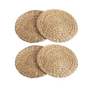 Round Braided Rattan Placemats Water Hyacinth Woven Handmade Tablemats