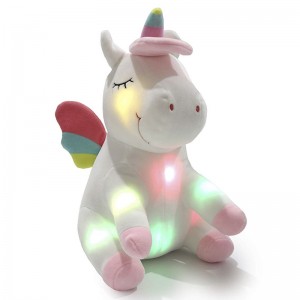 Haskakawa Cushe Unicorn Soft Plush Toy tare da Jumlar Fitilar LED