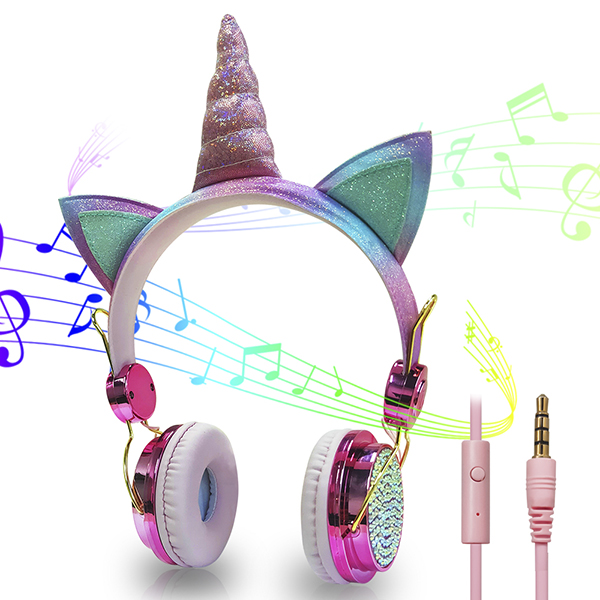 Free sample for Artículos de decoración - Wholesale Unicorn kids Gaming Headphone With Mic 85db Stereo Earphone with Wire  – Sellers Union