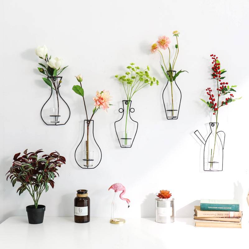 Original Factory Sales Service Provider China - Wall Wrought Iron Wall Hanging Glass Vase Wall Decoration – Sellers Union