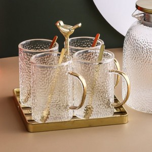 ग्लास घरेलू सेट हैमर पैटर्न चाय कप पानी कप