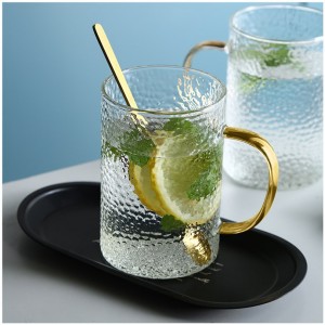 ग्लास घरेलू सेट हैमर पैटर्न चाय कप पानी कप