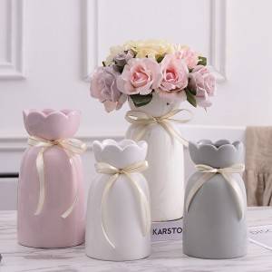 Water Storage Ceramic Vase White Gray Marble Vase Wholesale
