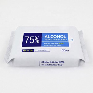 Toallitas húmidas antibacterianas ao 75% de alcohol por xunto admiten a etiqueta privada OEM ODM