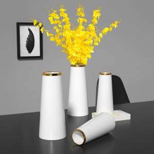 White Gold Ceramic Vase Home Ornaments