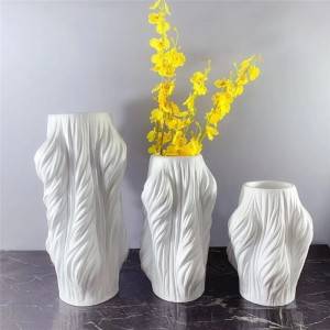 White Pleated Vase Imihombiso Resin Isihombiso Home Decor Ihoseyili