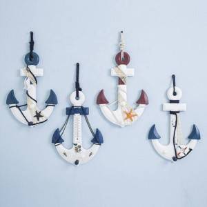 Wall Hanging Ornament Mediterranean Style Wood Anchor Nautical Decoration