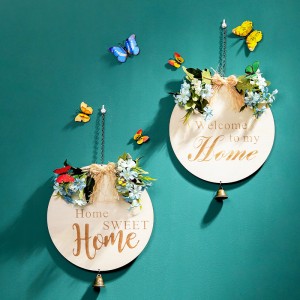 Dřevěné kulaté nástěnné závěsné domácí dekorace simulace květinové