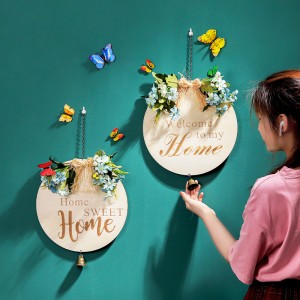 Wooden Round Wall Hanging Home Decoration Simulation Floral