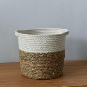 Venta al por mayor tejida cuerda de algodón de la decoración del hogar de la cesta de la flor de la paja