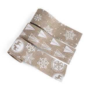 Vintage Snowflake Merry Christmas Lace Ribbon Jute Burlap Sisal Trim