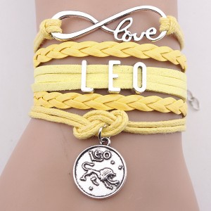 Love Woven Handmade Charms Bracelet Zodiac Wristband Bracelets Wholesale