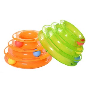 I-Funny Cat Pet Toys Ball Disk 3 Layers Tower Toy Interactive Plate Moving Turntable