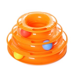 Funny Cat Pet Toys Ball Disk 3 Layer Tower Toy Interactive Plate Moving Turntable