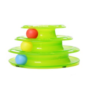Funny Cat Pet Toys Ball Disk 3 Lapisan Tower Toy Interactive Plate Obah Turntable