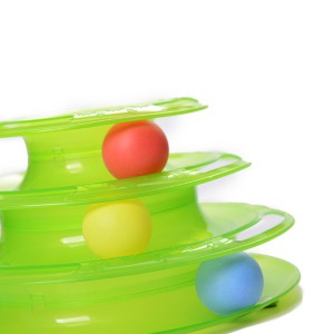 Funny Cat Pet Toys Ball Disk 3 Lapisan Tower Toy Interactive Plate Obah Turntable