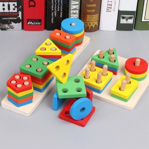 Puzzle toy for kids wooden five layer column wooden toy for kids
