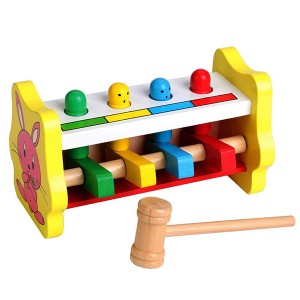 Wooden toy with mallet pounding bench early educational development toys for preschool toddlers