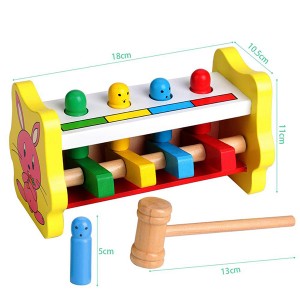 Xoguete de madeira con banco de mazo xoguetes de desenvolvemento educativo temperán para nenos de idade preescolar