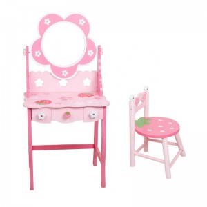 ហ្គេមក្លែងធ្វើការតុបតែងមុខកុមារកំពុងពេញនិយម ហ្គេម Princess Dresser Wooden Girl Play House Toy Mini Furniture Toy for Promotion