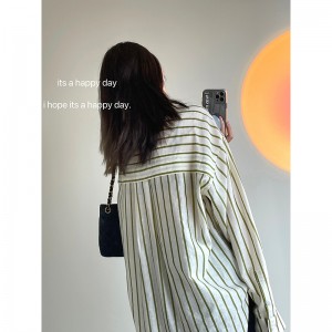 2022 factory custom new plus-size women’s fashion loose  striped shirt