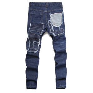 Personality stitching blue high quality men’s slim jeans