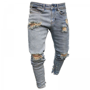 Ripped men’s small feet jeans wholesale price manufacturer factory