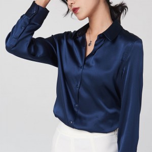 2022 Factory Customized New Plus Size Women Fashion Loose Stand Collar Solid Color Shirts