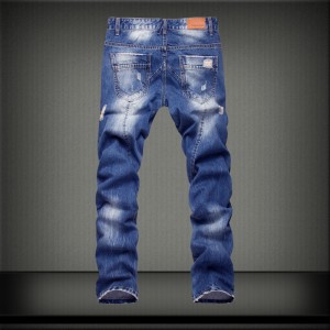 Fashion casual men’s jeans water washing white medium waist trousers straight sleeve loose jeans men