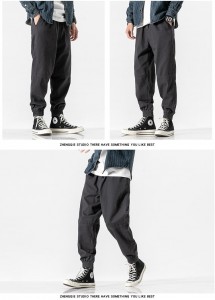 Fashion pants with three-color three-dimensional split multi-pocket loose overalls for men