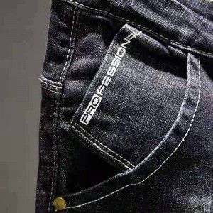 Hot sale men’s jeans straight-leg slim-fit formal black plus size denim trousers