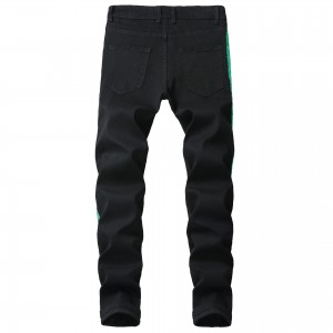 Men’s Side Personality Print Casual Stretch Jeans Trousers Fashion