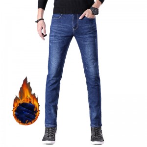 Jeans men autumn winter new high-end European goods men’s velvet straight pants trend slim stretch