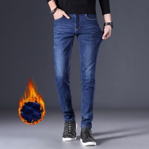 Jeans men autumn winter new high-end European goods men’s velvet straight pants trend slim stretch