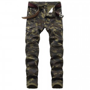 Men’s stretch camouflage locomotive casual trousers Slim-fit multi-pocket men’s trousers