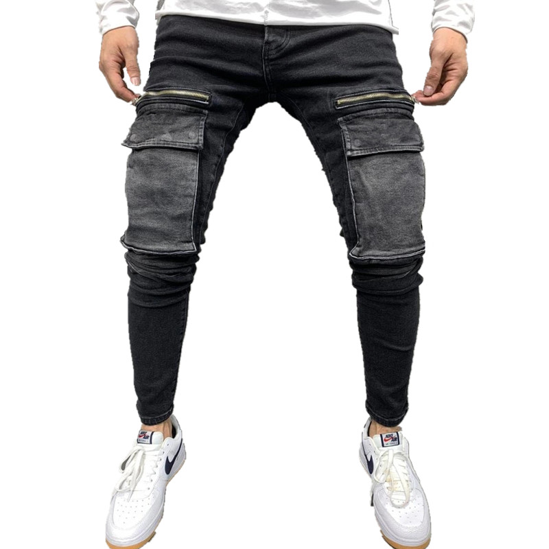 2021 New Fashion Man's Jeans Design Multi - Pocket Street Hip-Hop Factory Custom Je ( (3)
