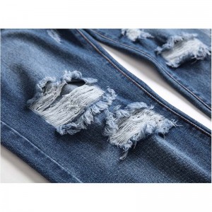 Factory Cheap China OEM 2022 Men Fashion Autumn Light Stone Wash Hole Straight Design Denim Jeans