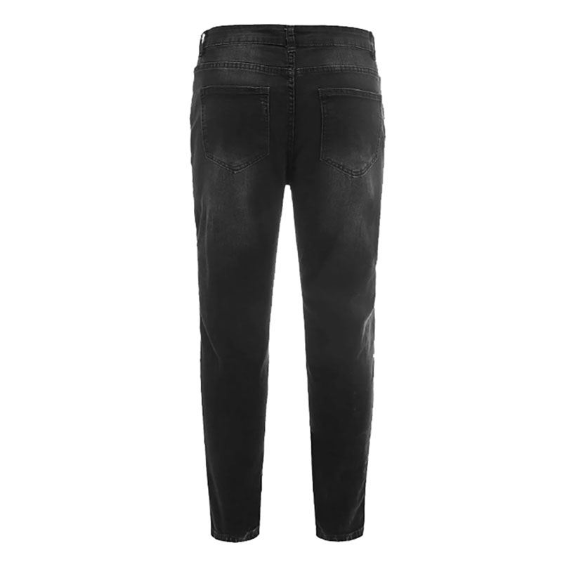 Online Exporter High Rise Stretch Jeans Womens - 2021 new product fashion high quality wrinkled ripped knee slant pocket black men’s biker jeans – Yulin