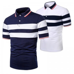 Summer fashion two-color splicing slim  design casual men’s short-sleeved POLO shirt