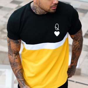 Casual circular collar short sleeves printed pullover men’s T-shirt