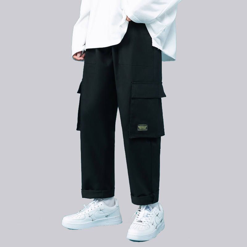 Factory Free sample High Rise Cargo Pants - Fashion Casual Pant Wash Embroider   Loose Big Pockets Men Cargo Pants – Yulin